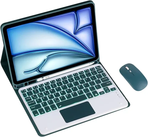 Vista 10 de Funda de teclado para Samsung Galaxy Tab A8 (2021) de 10.5 pulgadas SM-X220/X225 Tablet teclado desmontable, funda de cuero totalmente envuelta