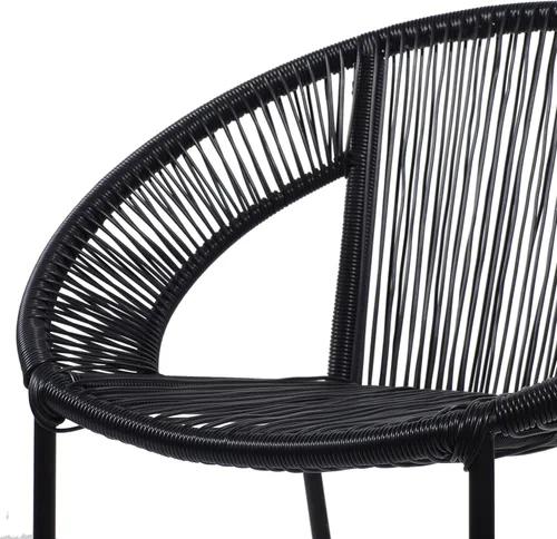 Vista 5 de Deco 79 Silla de exterior ovalada de ratán de plástico contemporáneo, 29 "x 23" x 30", negro
