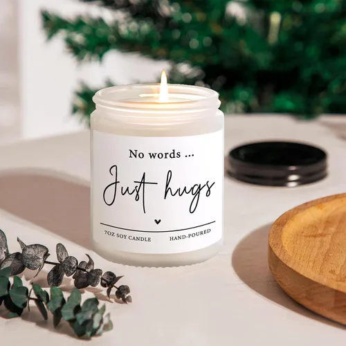 Vista 5 de Shqiueos Regalos de condolencia para la pérdida de un ser querido - Sin palabras, solo abrazos, vela perfumada de lavanda, idea de regalo de duelo