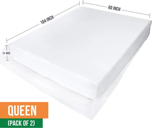 Vista 2 de Utopia Home Bolsa de colchón para mudanza tamaño Queen (paquete de 2) bolsa de almacenamiento de colchón, funda de plástico para colchón, se adapta