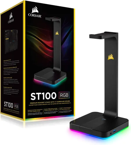 Vista 7 de Corsair Gaming ST100 RGB soporte de auriculares prémium con sonido envolvente 7.1
