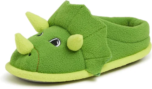 Dearfoams Pantuflas lindas de tiburón, vaca, unicornio, perro, dinosaurio y criatura de animales para niños pequeños y niños