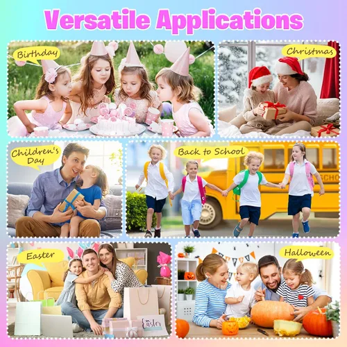 Vista 6 de Mini máquina de karaoke para niños y niñas: altavoces Bluetooth portátiles de unicornio con 2 micrófonos inalámbricos, regalos de cumpleaños de Rosa