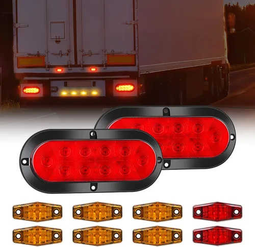 Vista 15 de Nilight Luz trasera ovalada de 6 pulgadas con ojales de montaje empotrado con soportes de montaje, 2 luces direccionales ámbar impermeables para 2