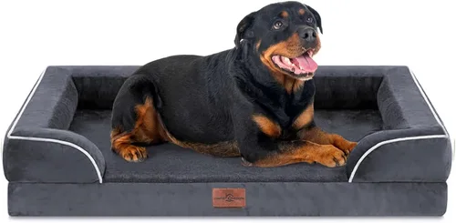 Vista 654 de Comfort Expression Cama ortopédica para perros extra grandes de 45 x 35 pulgadas, cama para mascotas XL de espuma tipo caja de huevos impermeable