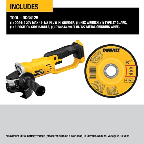 Vista 2 de DEWALT DCG412B 20V MAX* Litio Ion 4-1/2" Amoladora (solo herramienta)
