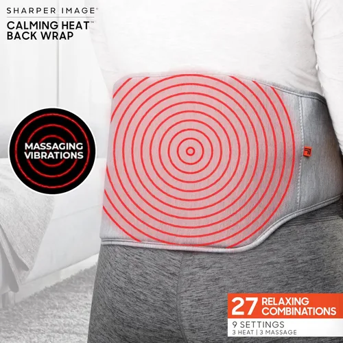 Vista 2 de Sharper Image: almohadilla térmica de calefacción eléctrica trasera con soporte lumbar inflable personalizable, calor calmante y vibraciones