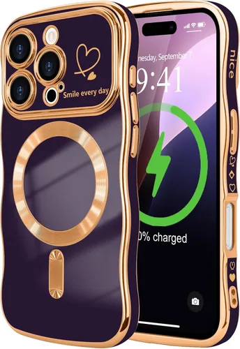Vista 58 de LCHULLE - Funda magnética para iPhone 13 para mujeres y niñas, con forma ondulada, color azul bebé