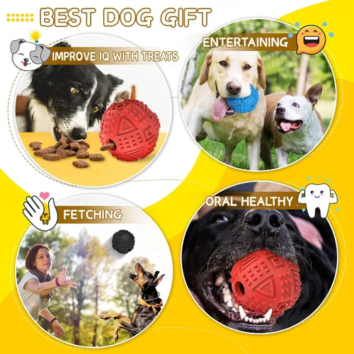 Vista 7 de LEGEND SANDY - Bolas para perros con dispensador de premios para masticadores agresivos de raza grande, casi indestructibles, chillonas, juguetes