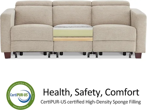 Vista 8 de MCombo Sofá Reclinable de 88.6'', Sofá Reclinable Eléctrico Wall Hugger con Reposacabezas Ajustable, Puertos de Carga USB A y C, Patas de Madera