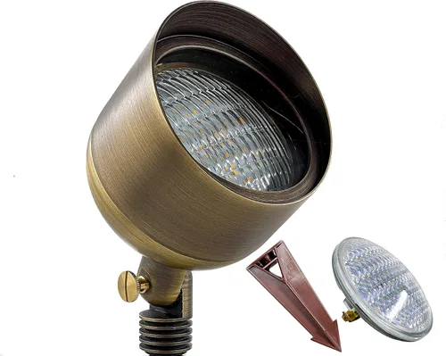 Focos LED para exteriores, luz LED de paisaje de 110-9 W, PAR 36 bombillas, metal de latón macizo, iluminación de paisaje de seguridad para hermosa