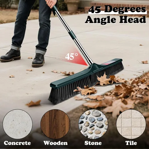 Vista 6 de MASTERTOP Escoba de Empuje de 24" para Exteriores, Escoba de Cepillo de Jardín Resistente con Mango Largo de 58" y Cerdas Rígidas, Escoba Comercial
