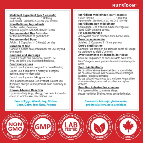 Vista 4 de Nutridom Jalea real 1000 mg, 120 cápsulas blandas (una botella)