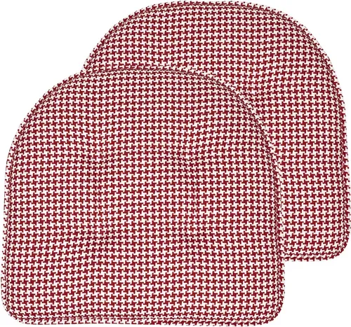 Vista 114 de Sweet Home Collection - Cojín de espuma viscoelástica para silla con capitoné, antideslizante, en forma de U, de 17 x 16 pulgadas, a cuadros Cuadros