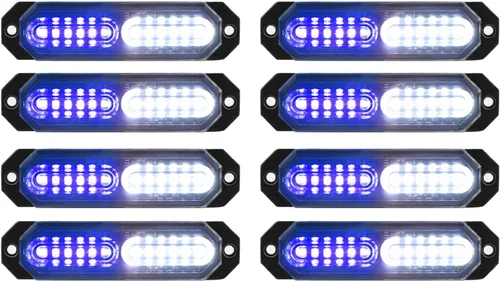 Vista 14 de ASPL 8 luces estroboscópicas intermitentes de montaje en superficie ultra delgadas de 12 LED para camión, automóvil, vehículo, LED, mini rejilla