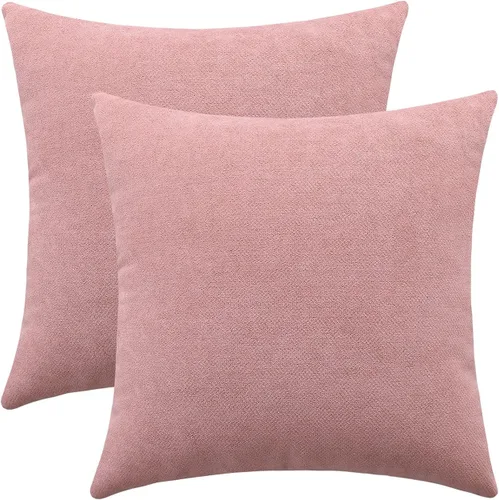 Vista 27 de Jeneoo - Fundas de almohada decorativas rojas brillantes de chenilla suave, fundas de cojín cómodas y sólidas para sofá de sala de estar