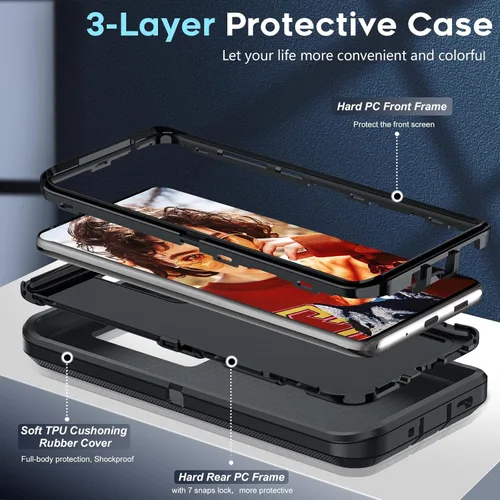 Vista 2 de LeYi Funda compatible con Samsung S20 Ultra: funda resistente 3 en 1 para Samsung Galaxy S20 Ultra, funda de grado militar a prueba de golpes