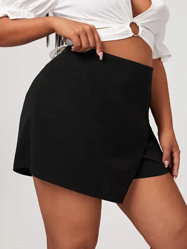 Vista 3 de Floerns Pantalones cortos asimétricos de cintura alta para mujer