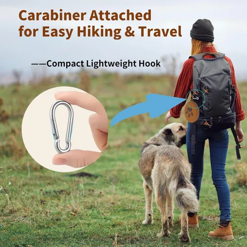 Vista 3 de Cuencos plegables para perros, tazón de silicona 2 en 1 para comida y agua para mascotas con mosquetón, plato portátil de doble compartimento