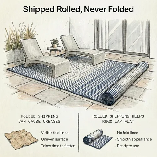 Vista 4 de Fab Habitat - Tapete de plástico reciclado para exteriores, impermeable, resistente a la decoloración y a las arrugas, rayas abstractas desgastadas