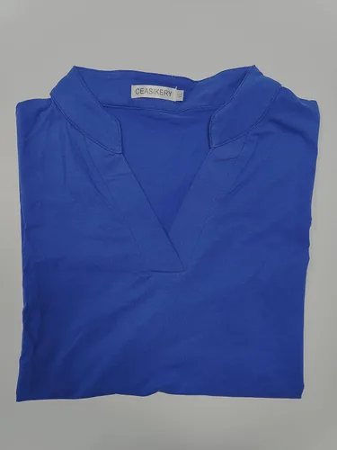 Vista 6 de CEASIKERY - Blusa tipo túnica con manga de 34, cuello en V y diseño holgado para mujer