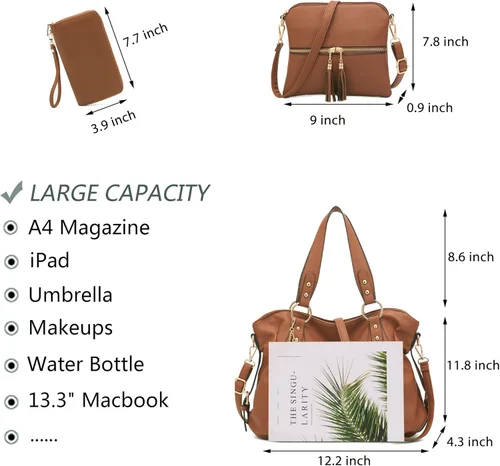 Vista 2 de Juego de carteras y carteras para mujer, bolso grande con cartera, 3