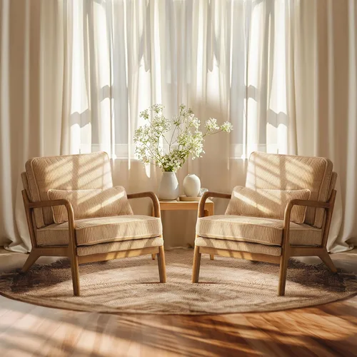 Vista 14 de VINGLI Silla de Acento de Pana Premium Mejorada, Silla con Reposabrazos Tapizada, Cómoda Silla de Lectura de Madera Maciza con Almohada Lumbar