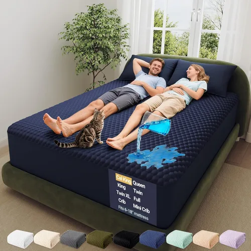 Vista 35 de OhGeni - Protector de colchón 100% impermeable, matrimonial, para colchones 6-20" con esquinas profundas, suave, silencioso, lavable a máquina