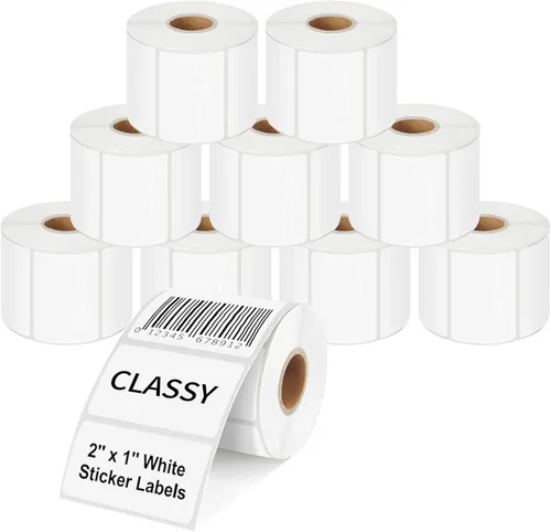 CLASSY - Etiquetas térmicas directas de 2" x 1", 13000 etiquetas autoadhesivas de código de barras, compatibles con impresoras de etiquetas Rollo,