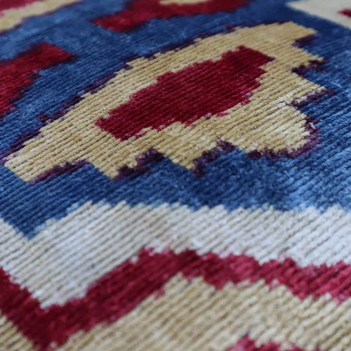 Vista 4 de CANVELLO Cojín decorativo hecho a mano con relleno de plumón, geométrico multicolor suave terciopelo de seda cuadrada para sala de estar, sofá