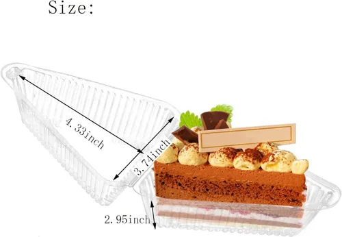 Vista 2 de Goiio 100 Piezas Recipientes de Plástico para Rebanadas de Pastel, Recipiente para Pastel de Queso con Tapa con Bisagras de 4.33 Pulgadas