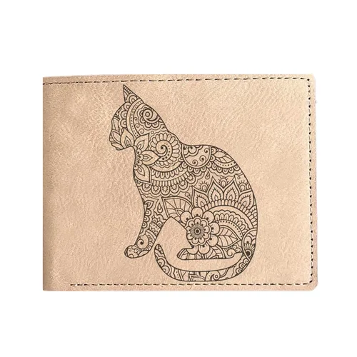Cat Mandala Leather Wallet: Unique Design, Perfect Gift for Cat Lovers - Ideal for Mom, Sister, Friend on Christmas, Birthday