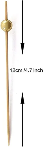 Vista 2 de 100 palillos de cóctel, palillos de dientes de cóctel de 4.7 pulgadas para aperitivos, palitos de frutas, brochetas de cóctel de bambú para bebidas