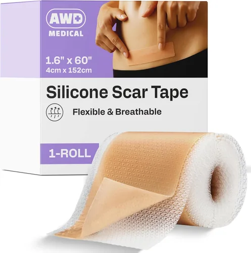 AWD Rollo de cinta de silicona para cicatrices de 60 pulgadas – cinta de cicatrices de grado médico para cicatrices quirúrgicas, cesárea,