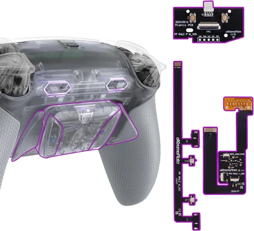 Vista 9 de eXtremeRate RISE4 Plus MAX - Kit de paletas traseras con topes de gatillo clicky y agarre de goma para controlador PS5 BDM-030 040 050, kit