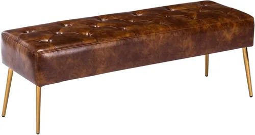 Vista 49 de DUHOME Banco otomano moderno de terciopelo, tapizado con botones, banco de pie de cama con base dorada para entrada, sala de estar, comedor