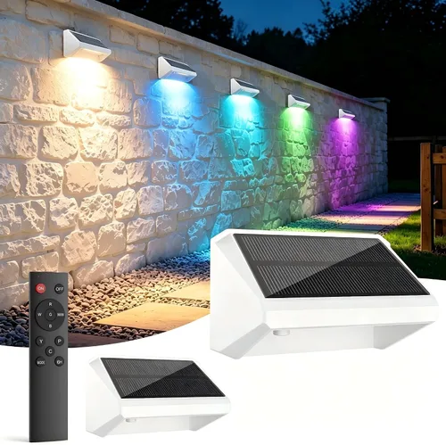 Vista 27 de Luces solares para valla al aire libre, paquete de 12 luces RGB Blanco