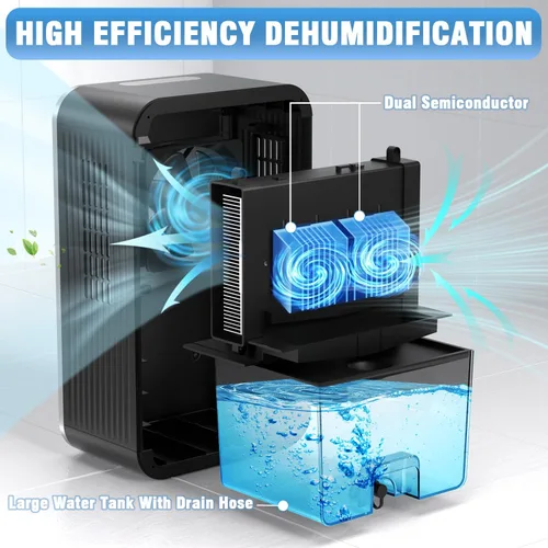 Vista 2 de Deshumidificador, deshumidificadores pequeños Scozza para habitación del hogar, silencioso con apagado automático, deshumidificadores