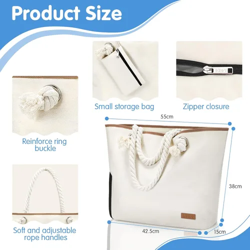 Vista 5 de Lekesky Bolsas de playa para mujer, grandes, impermeables, con cremallera, bolsa de playa, impermeable, a prueba de arena, bolsa de piscina