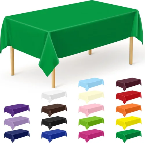 Vista 110 de QZYL 4 manteles de picnic con fundas de banco, manteles de plástico negro, 54 x 108 pulgadas, fundas rectangulares desechables impermeables