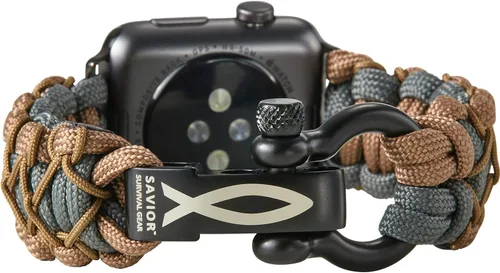 Vista 34 de Savior Survival Gear - Correa de repuesto para Apple Watch de 1.65”/42 mm, hecha de 550 cuerda de paracaídas con grillete ajustable de acero Negro