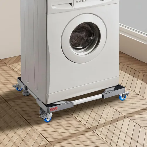 Vista 8 de VEVOR Mini soporte para nevera, base ajustable de 16 a 25 pulgadas para lavadora con 4 pies fuertes, 4 ruedas giratorias de bloqueo, base móvil