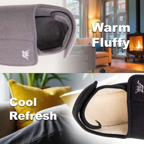 Vista 7 de EUROPEAN SOFTEST Pantuflas anchas para diabéticos de espuma viscoelástica 80-D para mujer, con cierre ajustable, suela antideslizante, forro polar