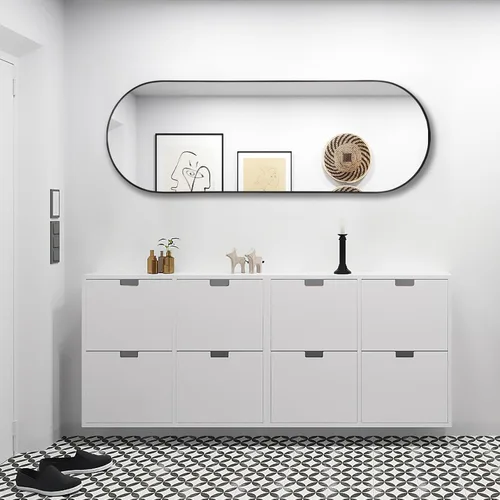 Vista 9 de Niccy - Espejo ovalado de longitud completa de 48"×16", espejo largo de pared con marco de aluminio, espejos grandes para sala de estar, espejo