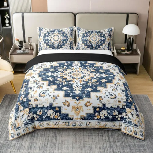 Vista 19 de Erosebridal Funda de edredón 100% algodón natural, bohemio, tribal, juego de ropa de cama individual, exótico retro, funda de edredón bohemia