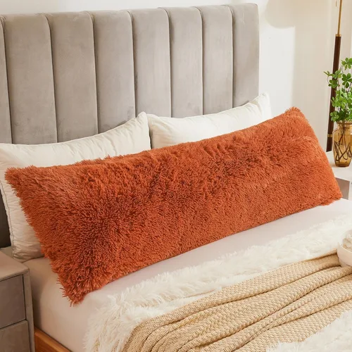 Vista 16 de LIFEREVO Funda de almohada corporal de pelo sintético desgrenado, funda de almohada lumbar súper suave y de pelo sintético para sofá o cama, funda