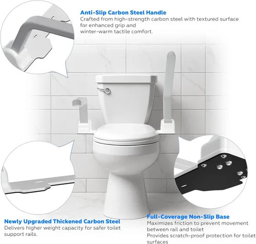 Vista 4 de ZEAGUS Rieles de seguridad para inodoro para personas mayores, marco de seguridad de inodoro resistente de 500 libras, brazos de asistencia