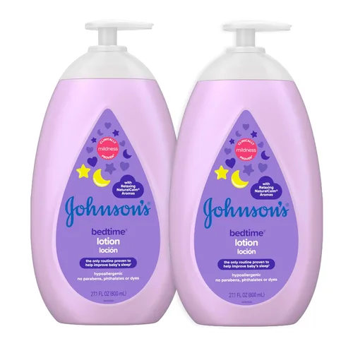 Vista 18 de Johnson's Loción hidratante para bebés con aceite de coco y aromas NaturalCalm para ayudar a relajar al bebé, hipoalergénica y libre de parabenos