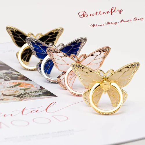 Vista 7 de Doflyesky Soporte de anillo de mariposa para teléfono celular, rotación de 360 grados, soporte de dedo de metal compatible con iPhone, Samsung