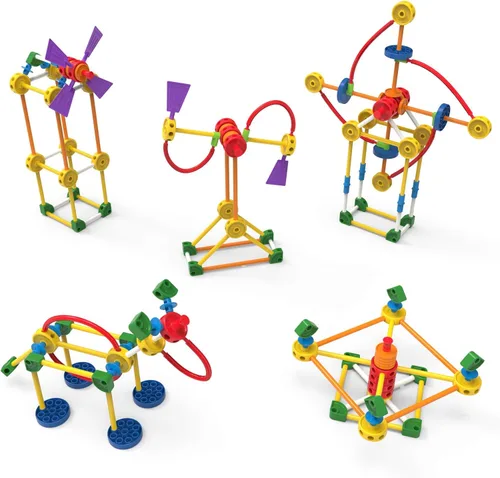 Vista 7 de Tinkertoy - Lata de construcción retro - 100 piezas - Juguete de construcción nostálgico y coleccionable, ideal para niños, niñas, niños pequeños
